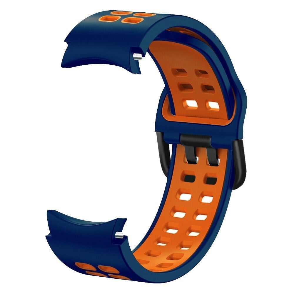 Silicone Squared Sport Strap, blue/orange, without a watch, 3/4 front view