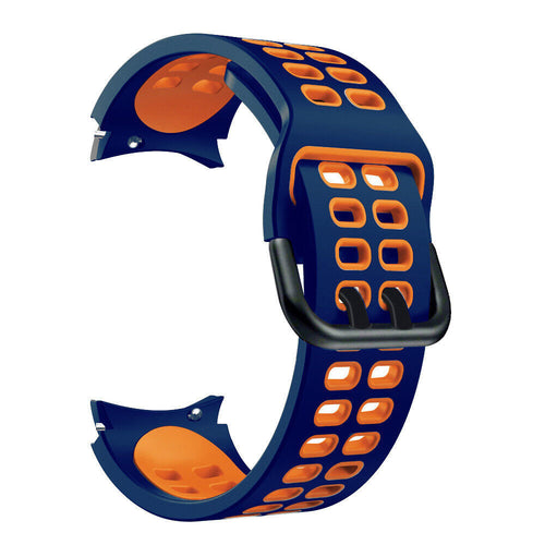 Silicone Squared Sport Strap, blue/orange, without a watch, 3/4 front view