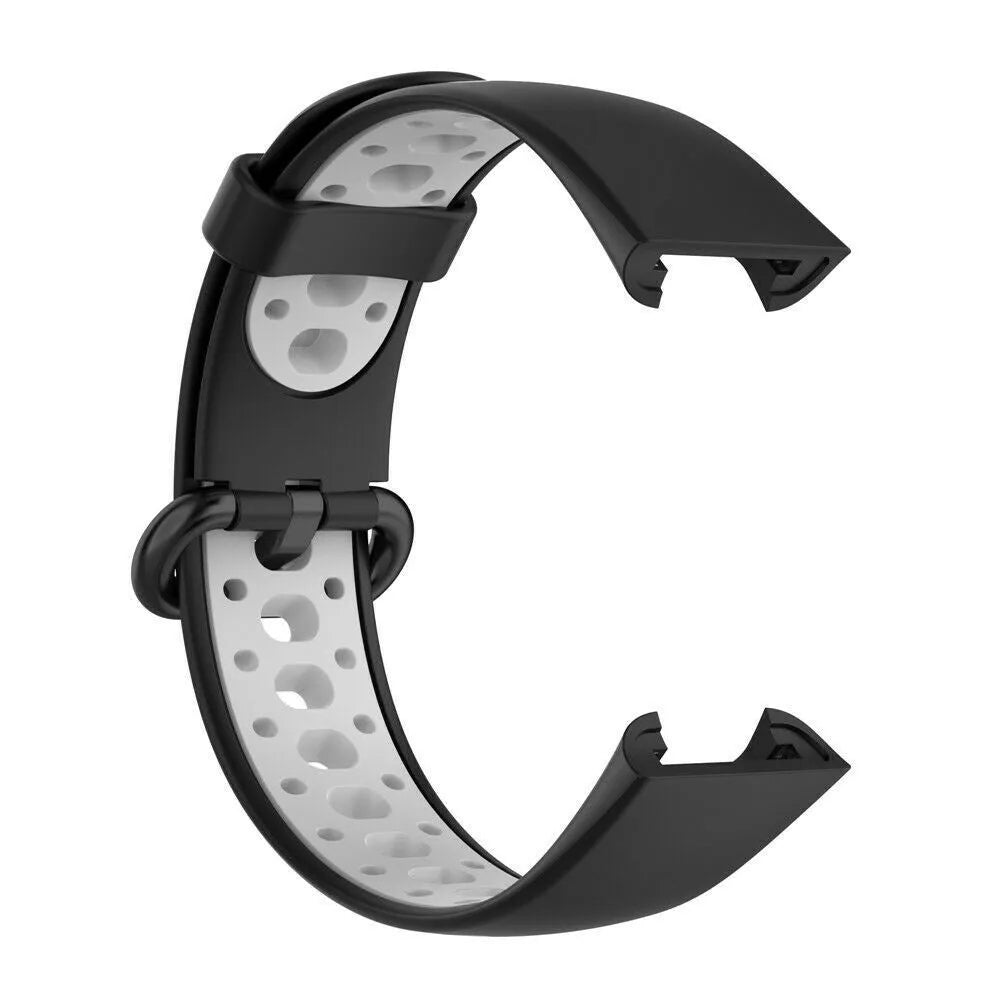 Silicone Sport Strap, black/grey, without a watch, 3/4 front view