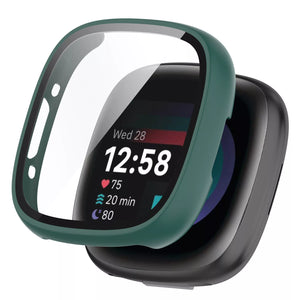 Funda rígida con vidrio Fitbit Versa 4 / Sense 2 (verde)