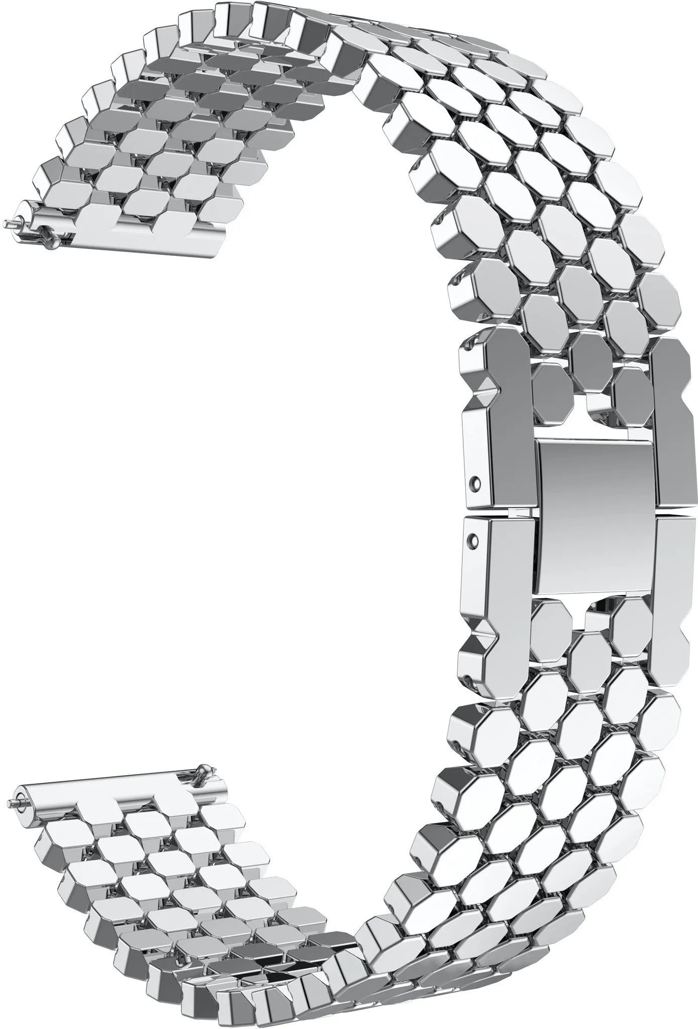 Steel Strap Hexagons, silver, without a watch, 3/4 front view