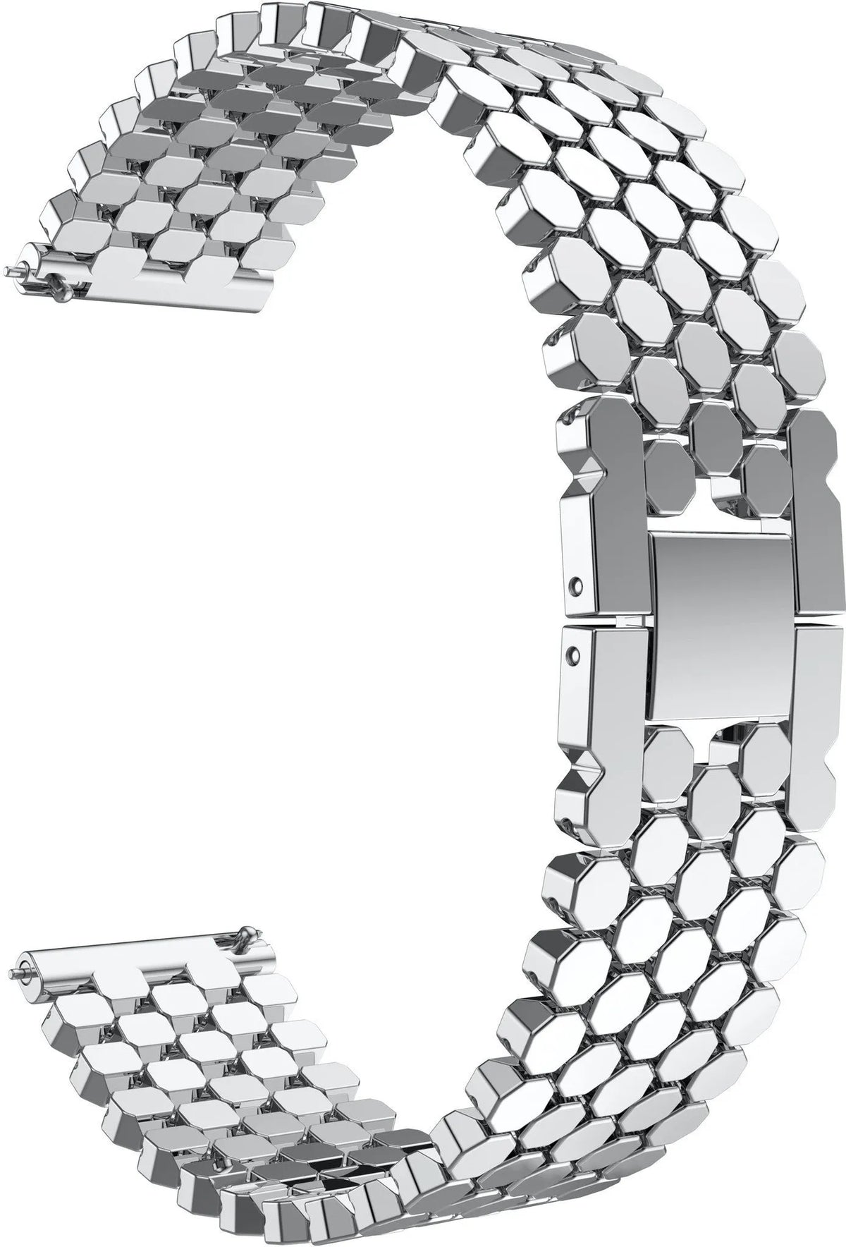 Steel Strap Hexagons, silver, without a watch, 3/4 front view