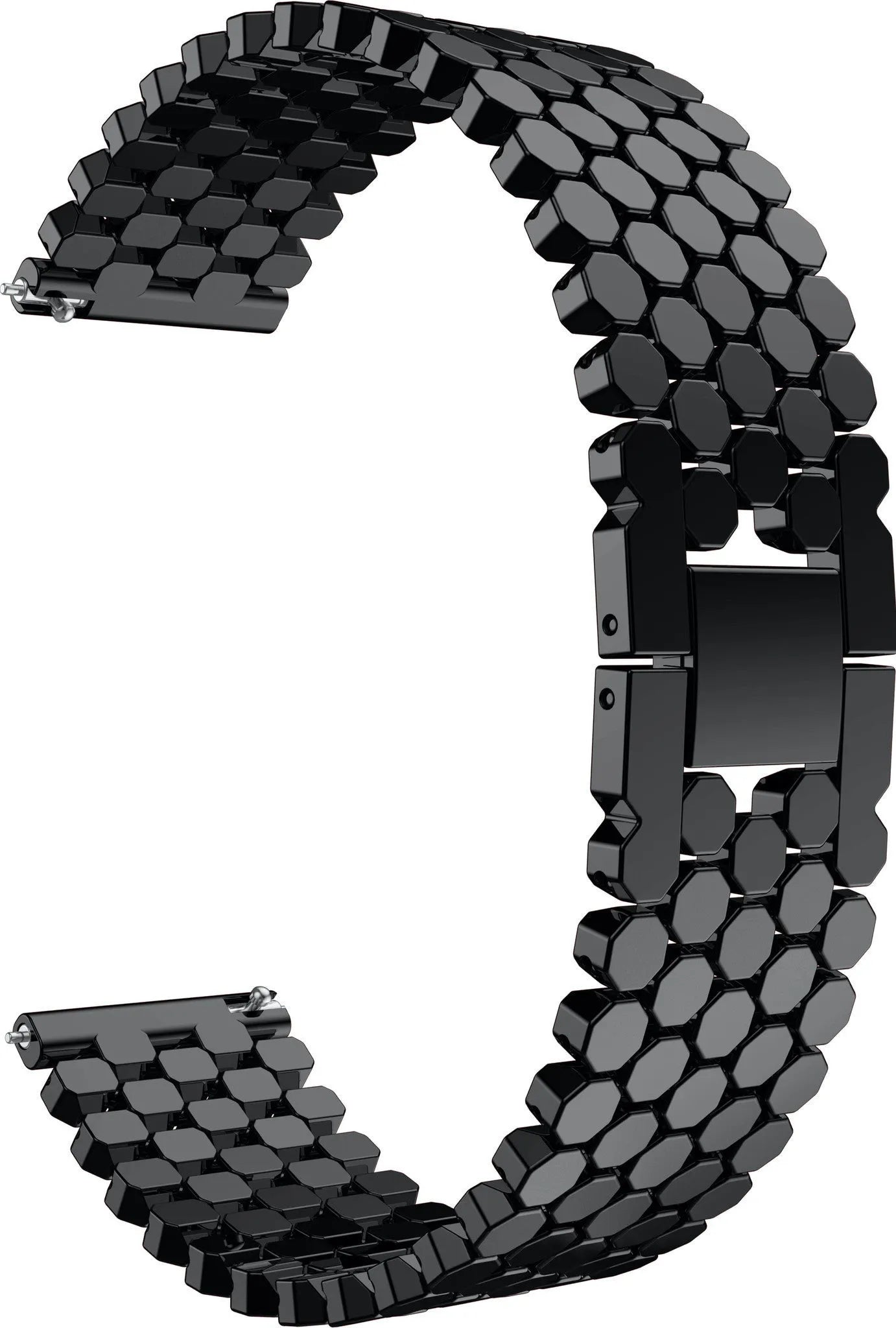 Steel Strap Hexagons, black, without a watch, 3/4 front view