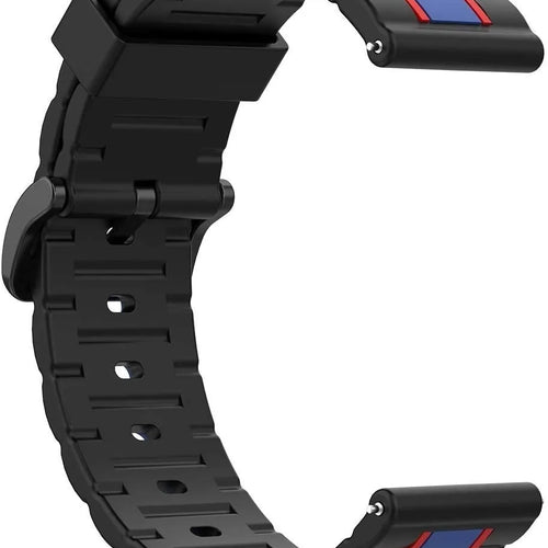 Silicone Special Edition Strap, black/blue, without a watch, 3/4 front view