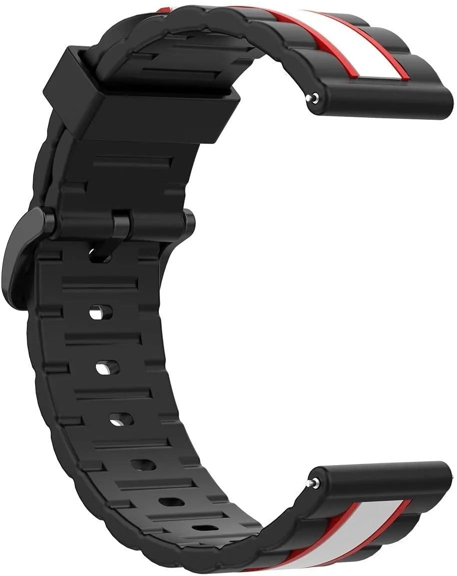 Silicone Special Edition Strap, black/white, without a watch, 3/4 front view