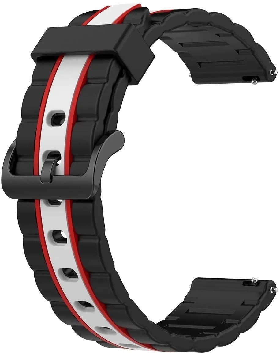 Silicone Special Edition Strap, black/white, without a watch, 3/4 front view