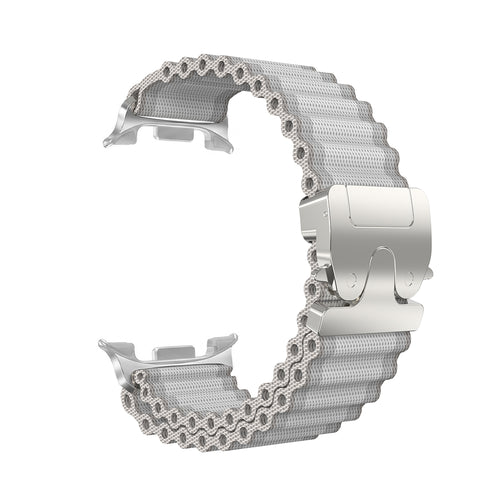 Correa nylon Outdoor con hebilla-P Samsung Galaxy Watch 8 Classic (blanco con plata)