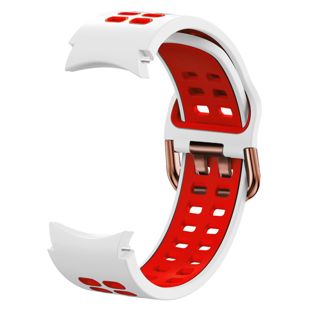 Silicone Squared Sport Strap, white/red, without a watch, 3/4 front view