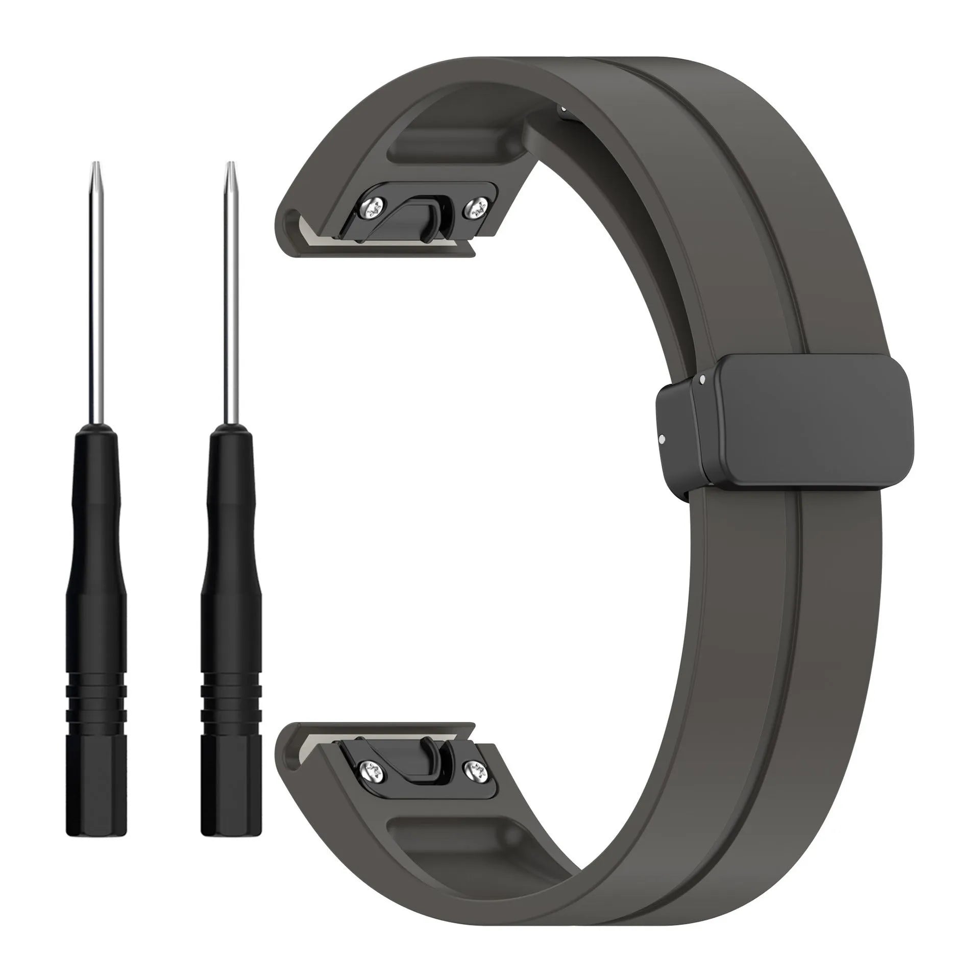 D-Buckle Silicone Strap, dark grey, without a watch, 3/4 rear view