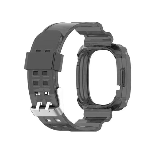 Silicone Clear TPU Strap, transparent black, without a watch, 3/4 rear view