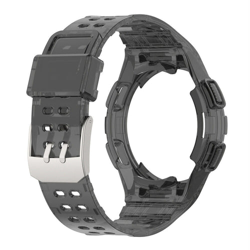 Silicone Strap with Frame, transparent black, without a watch, 3/4 rear view