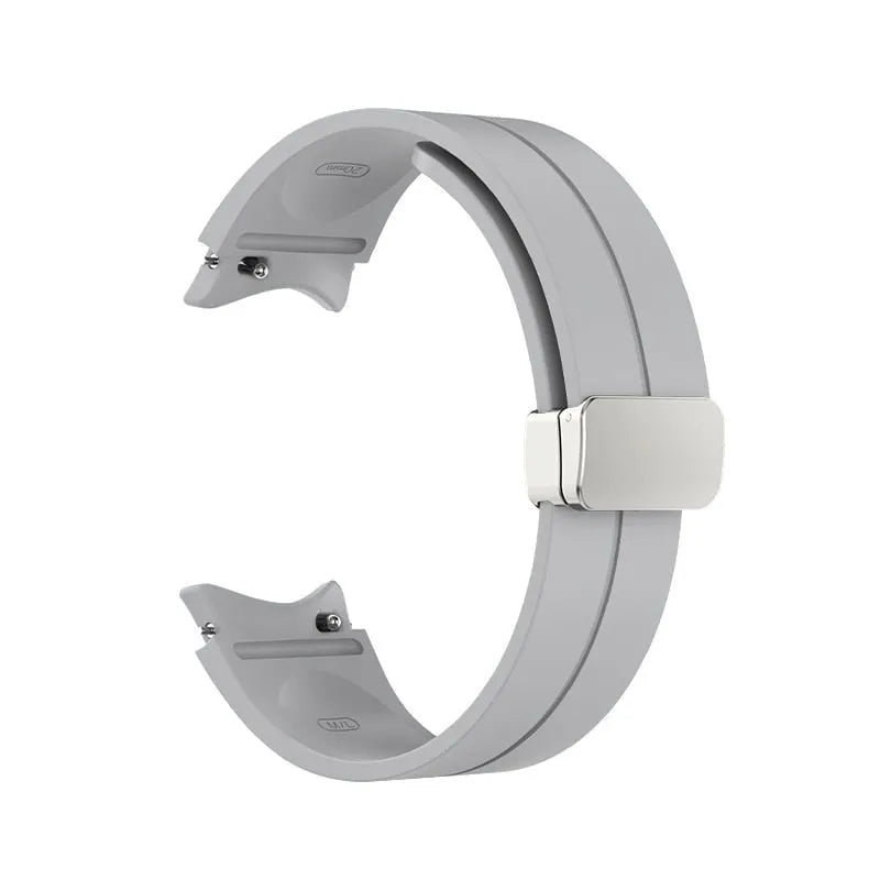 Silicone Magnetic Sport Strap, grey, without a watch, 3/4 rear view