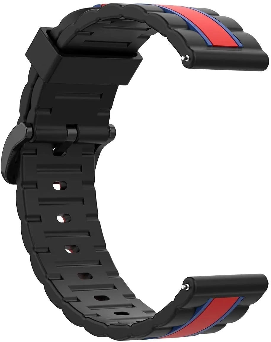 Silicone Special Edition Strap, black/red, without a watch, 3/4 rear view