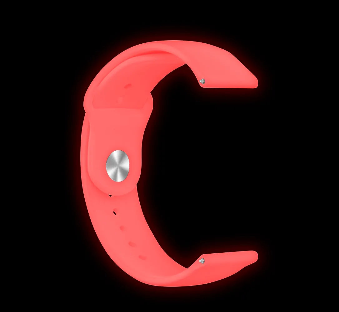 Silicone Glow in the Dark Strap, red, without a watch, 3/4 rear view