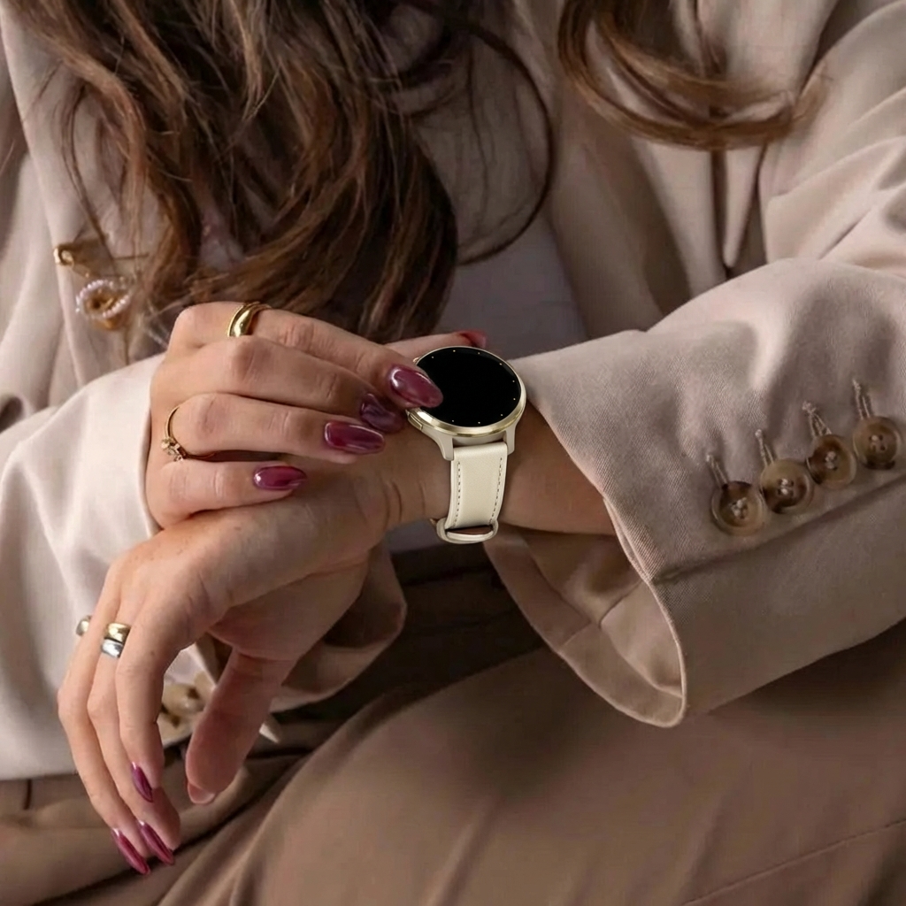 Bandz Correa cuero 'Deluxe' Garmin Venu 2s (beige)