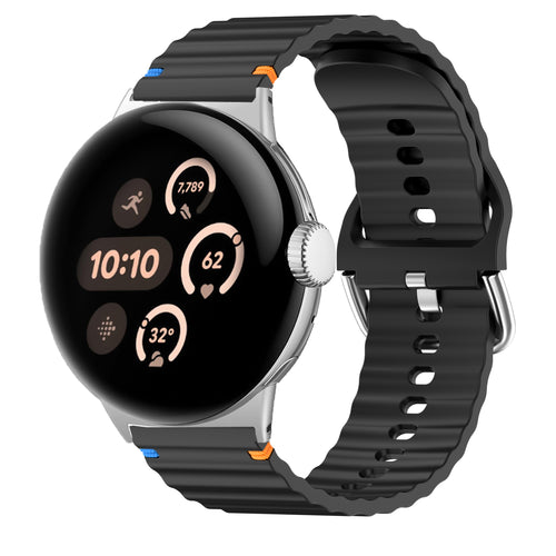 Correa silicona ondulada Google Pixel Watch 4 - 45mm (negro)