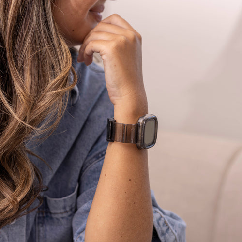 Correa TPU con marco de cristal Fitbit Sense (transparente-negro)