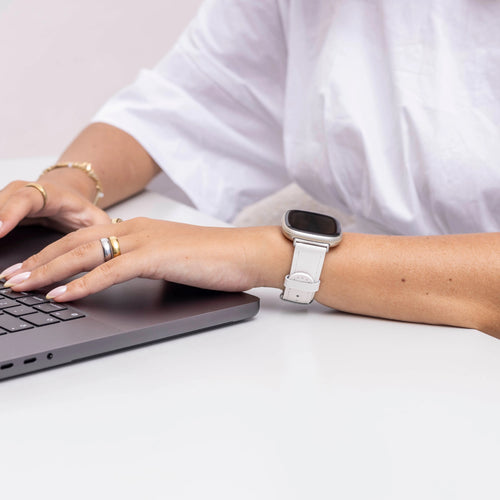 Correa cuero Fitbit Sense (blanco)