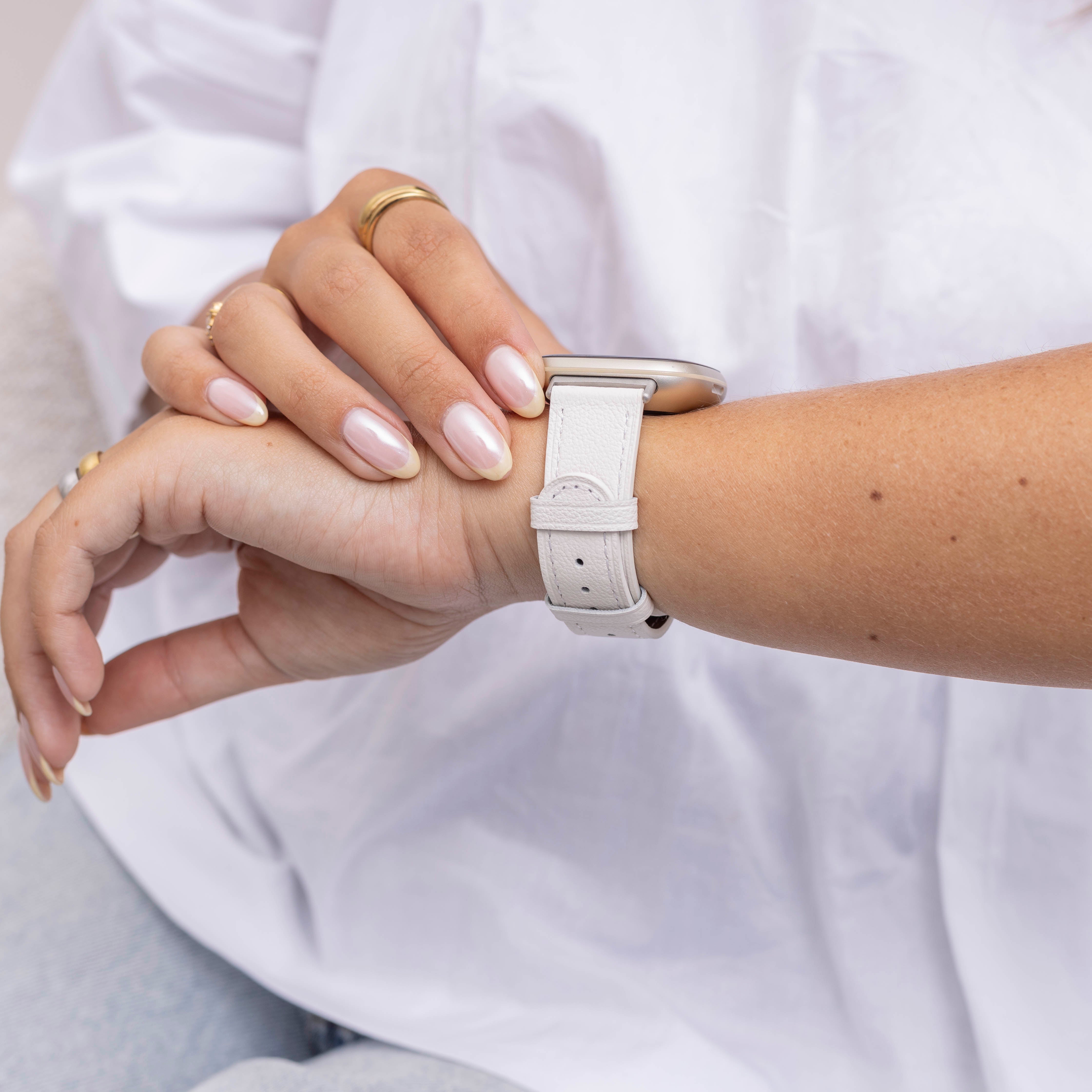 Fitbit Sense Leather Strap (White)