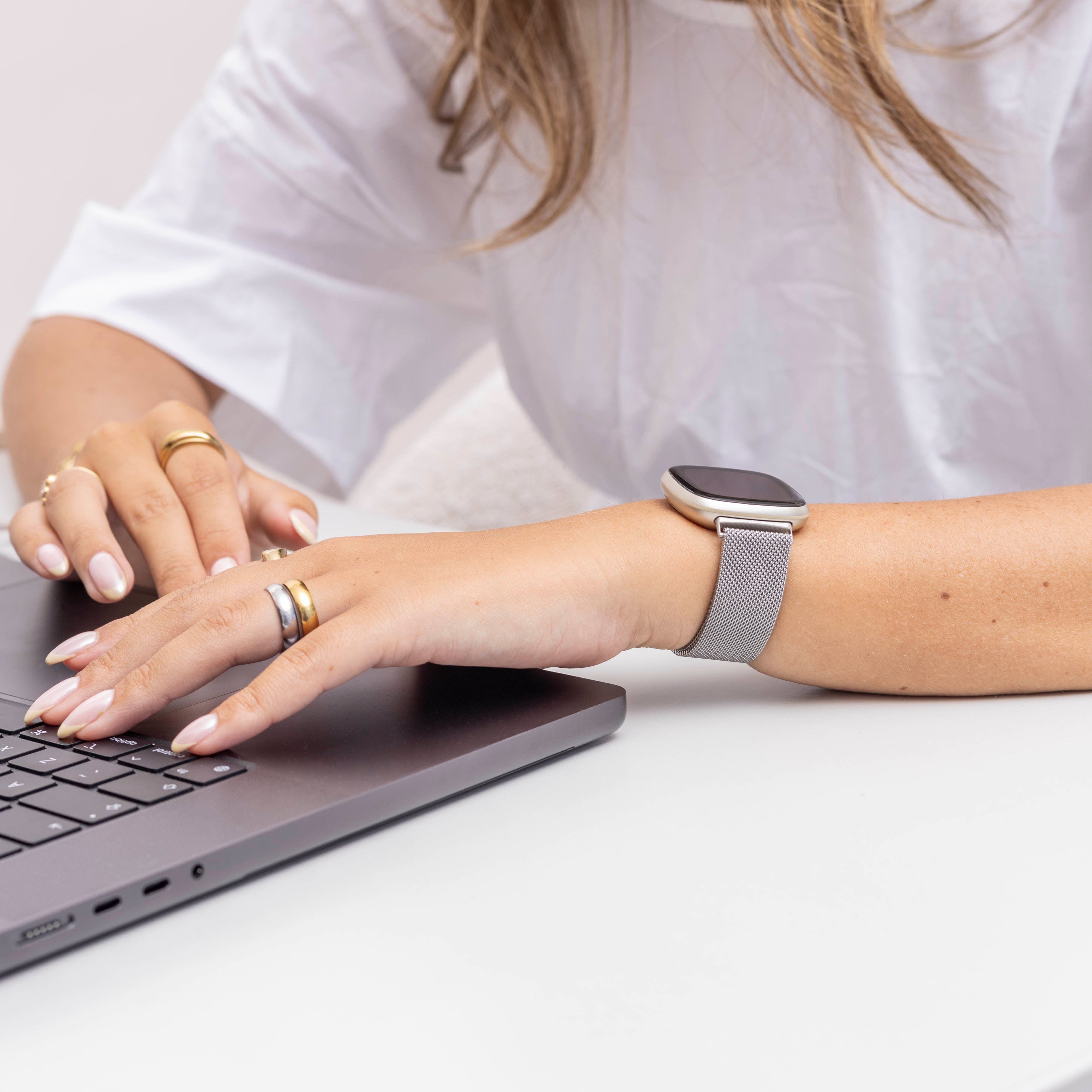 Fitbit Versa 3 Milanese Strap (Silver)