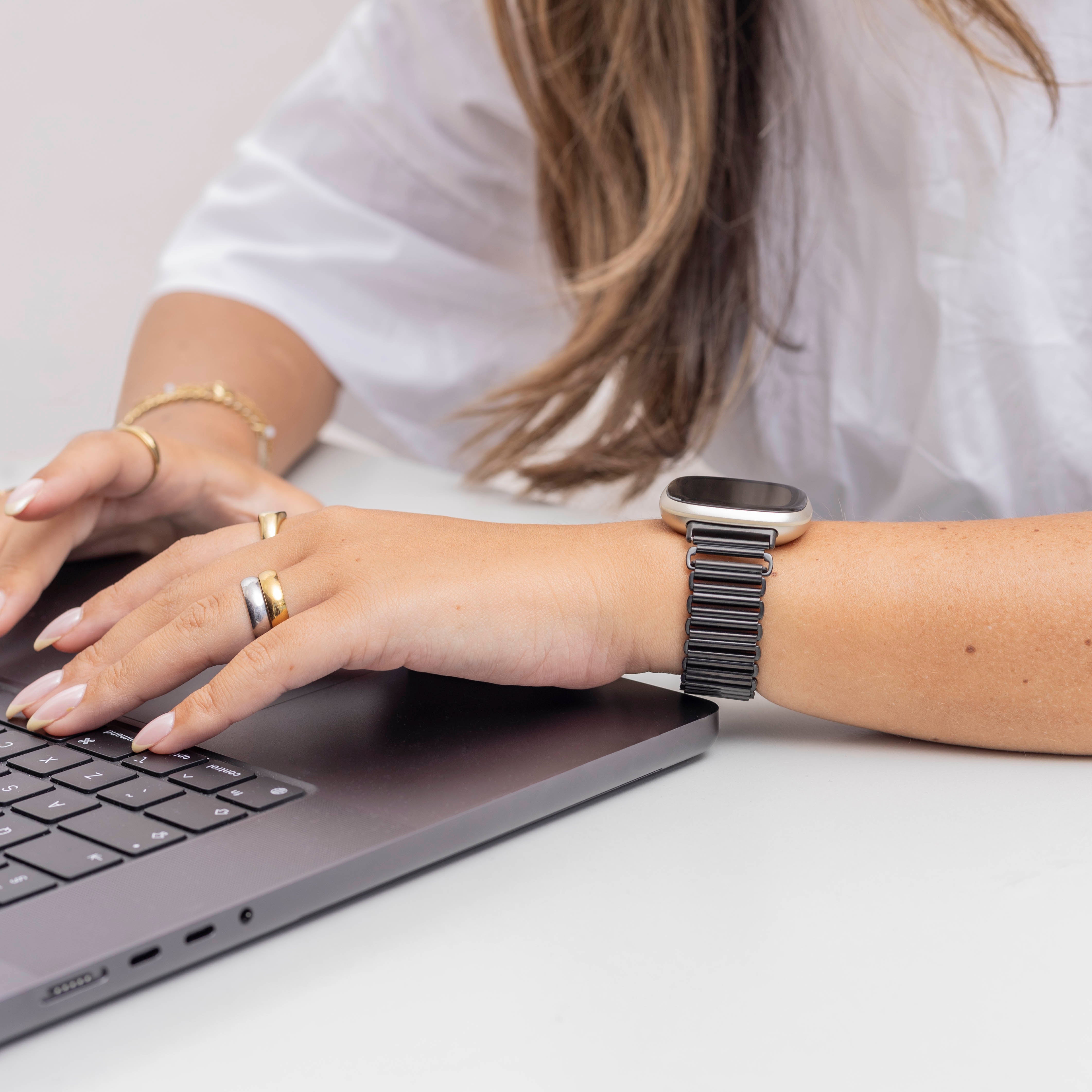 Correa acero loop Fitbit Sense (negro)