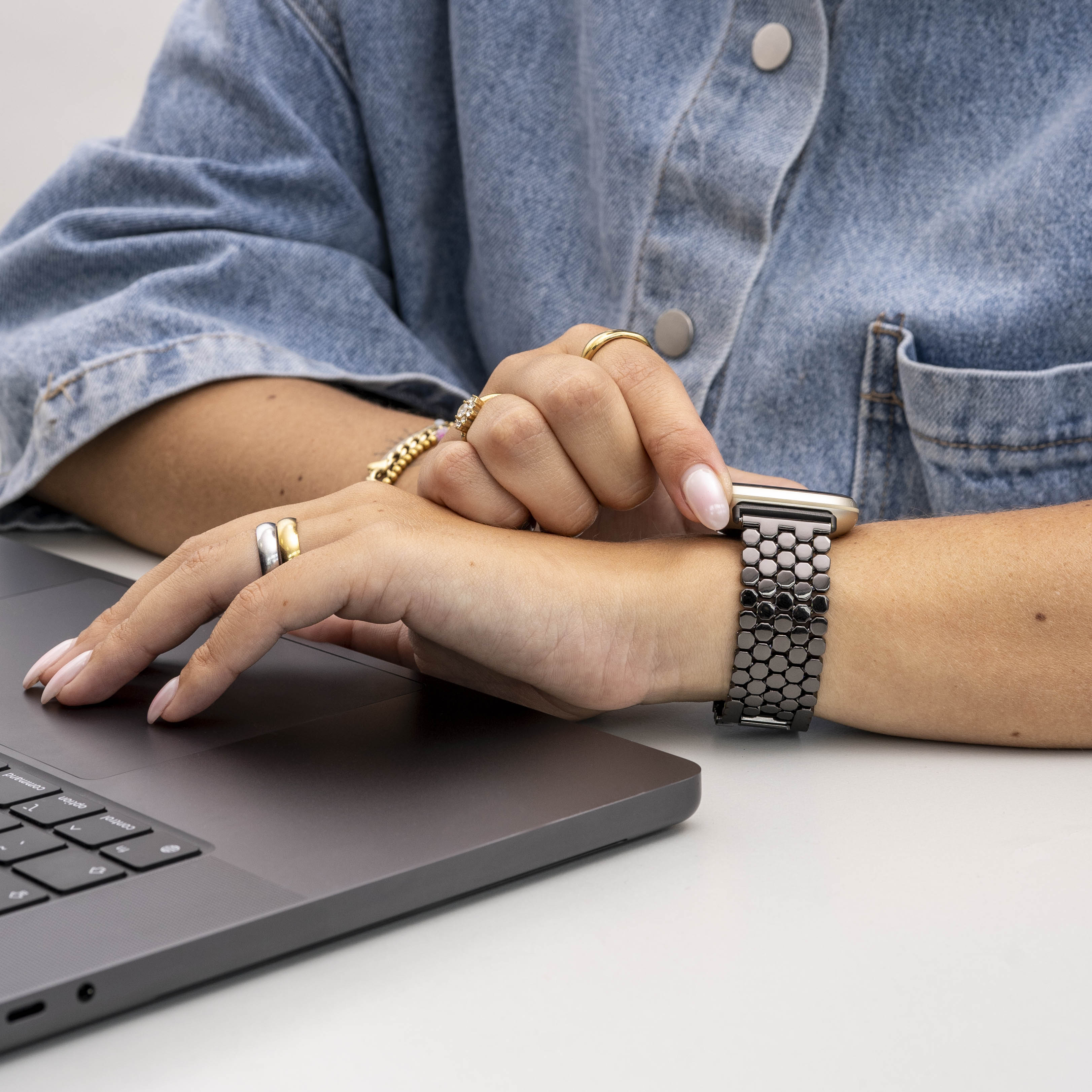 Correa acero Fitbit Versa 3 Pez (negro)