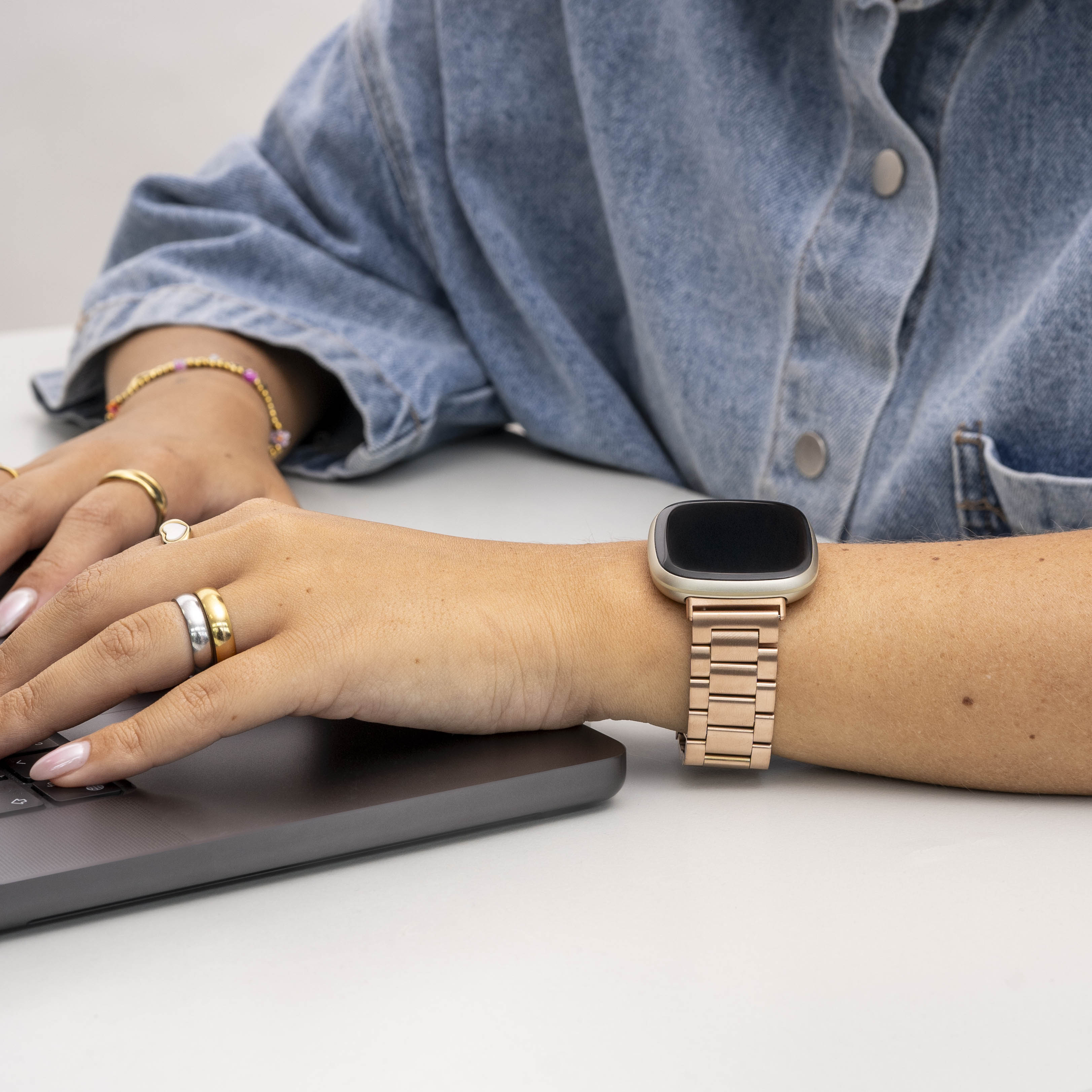 Correa acero Fitbit Sense (oro rosa)