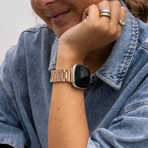 Correa acero Fitbit Sense (oro rosa)