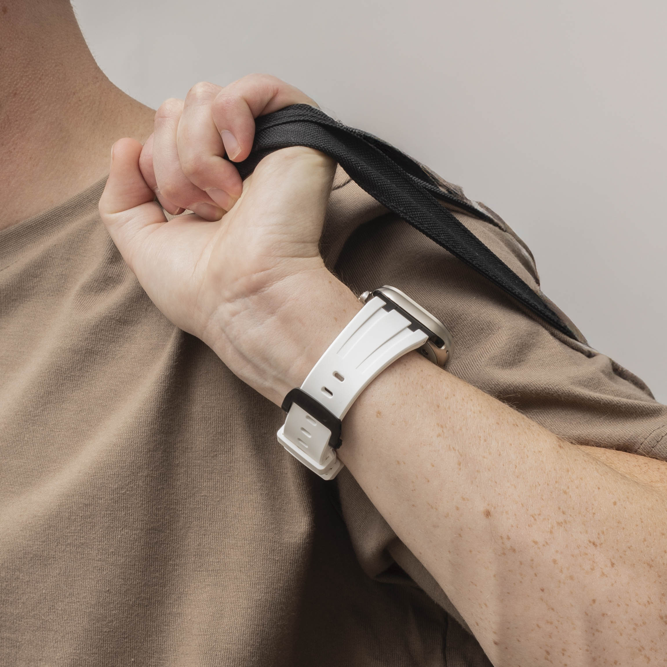 Bandz Correa silicona 'Luxe Liqiud' Apple Watch (blanco con negro)