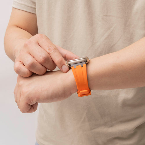 Bandz Apple Watch Silicone Strap 'Luxe Liquid' (Orange With Black)