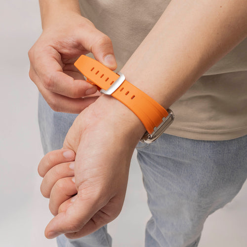 Bandz Correa silicona 'Luxe Liquid' Apple Watch Ultra (naranja/plata)
