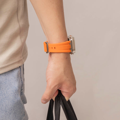 Bandz Correa silicona 'Luxe Liquid' Apple Watch Ultra (naranja/plata)
