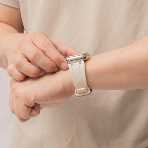 Bandz Apple Watch Silicone Strap 'Luxe Liquid' (Beige With Black)