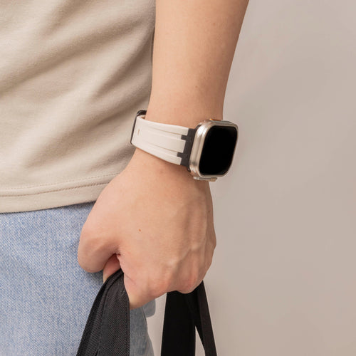 Bandz Apple Watch Silicone Strap 'Luxe Liquid' (Beige With Black)