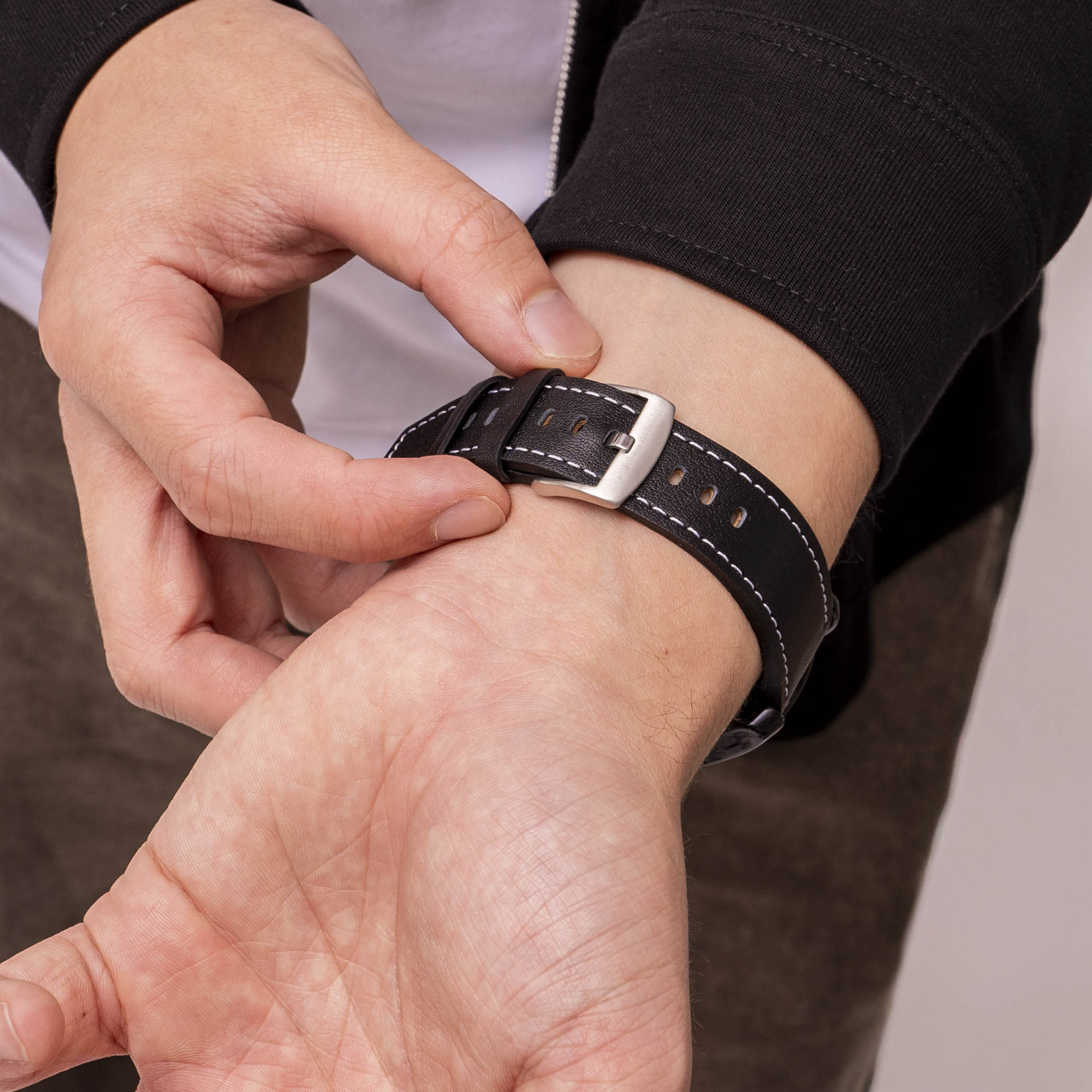 Amazfit Balance 2 'One Push' Leather Strap (Black)