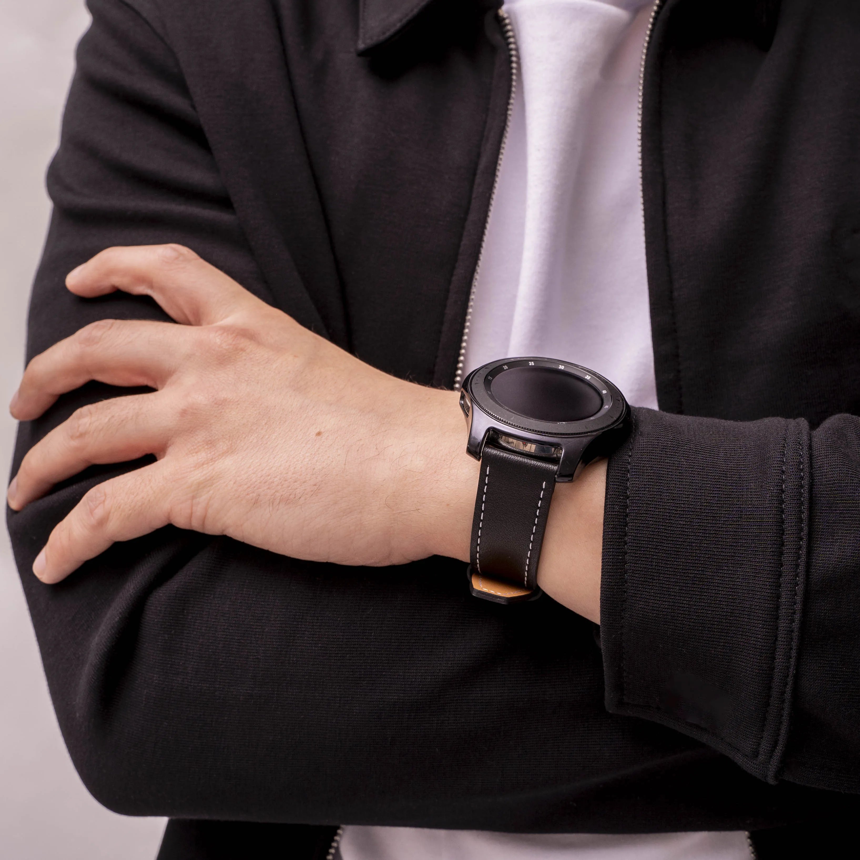 Correa cuero 'One Push' Oppo Watch S (negro)