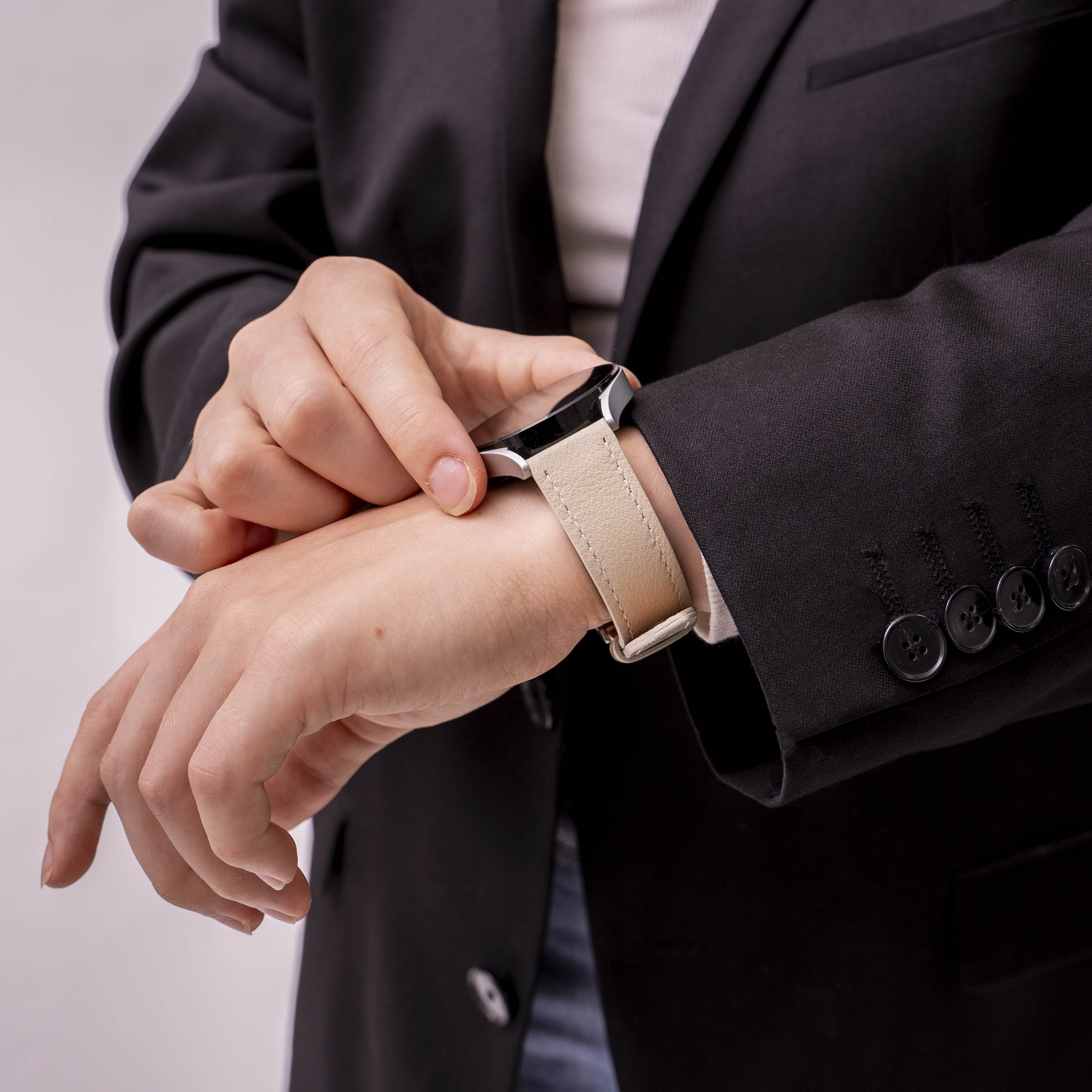 Xiaomi Amazfit Bip 'One Push' Leather Strap (Beige)