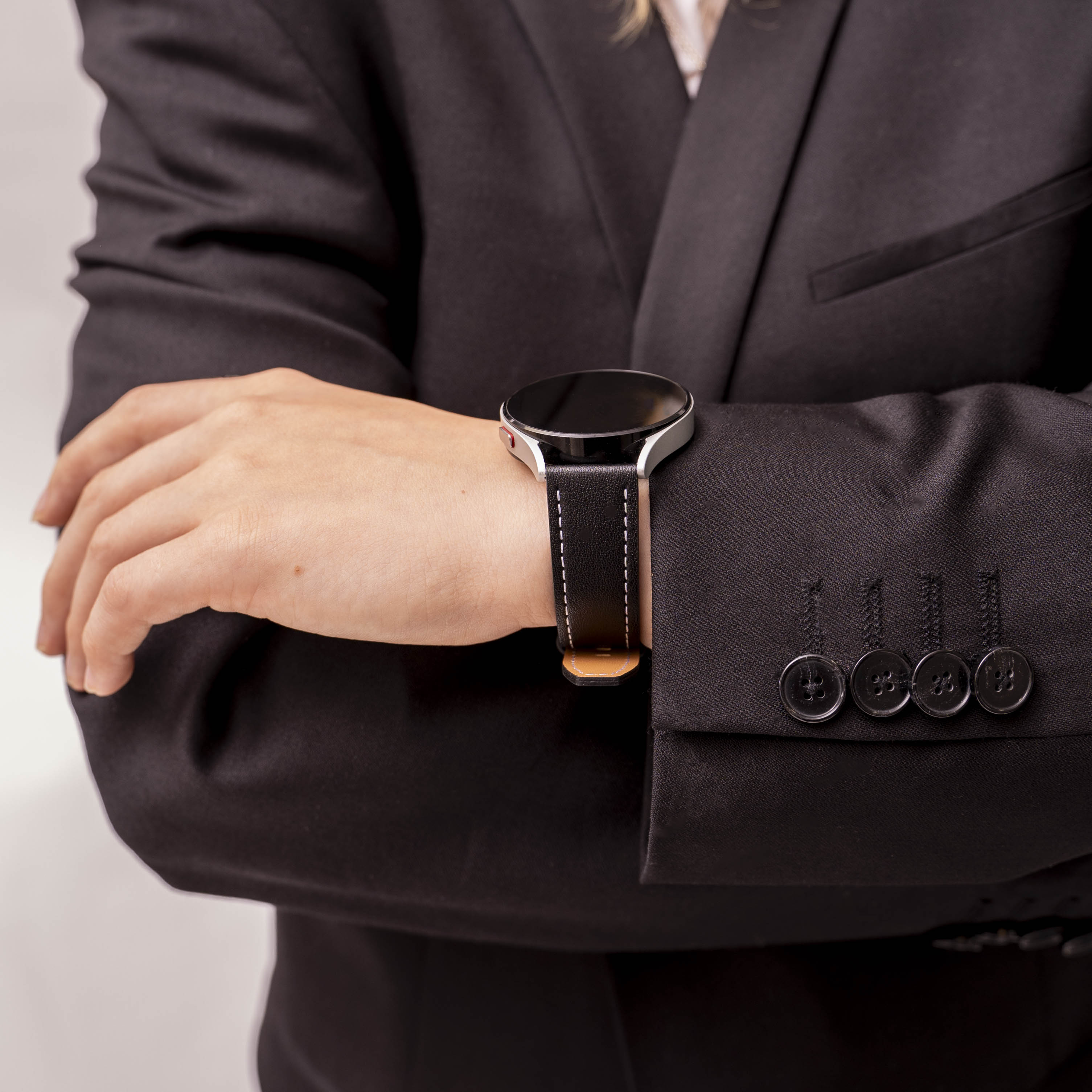 Amazfit Active 2 'One Push' Leather Strap (Black)