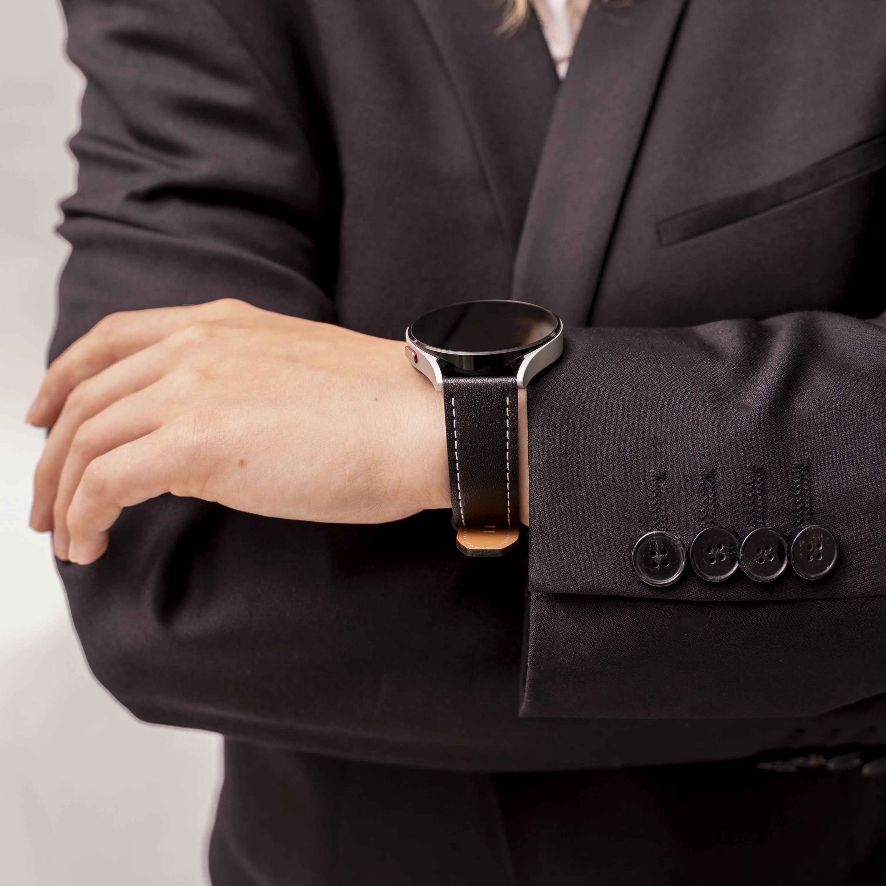 Correa cuero 'One Push' Oppo Watch X2 Mini (negro)