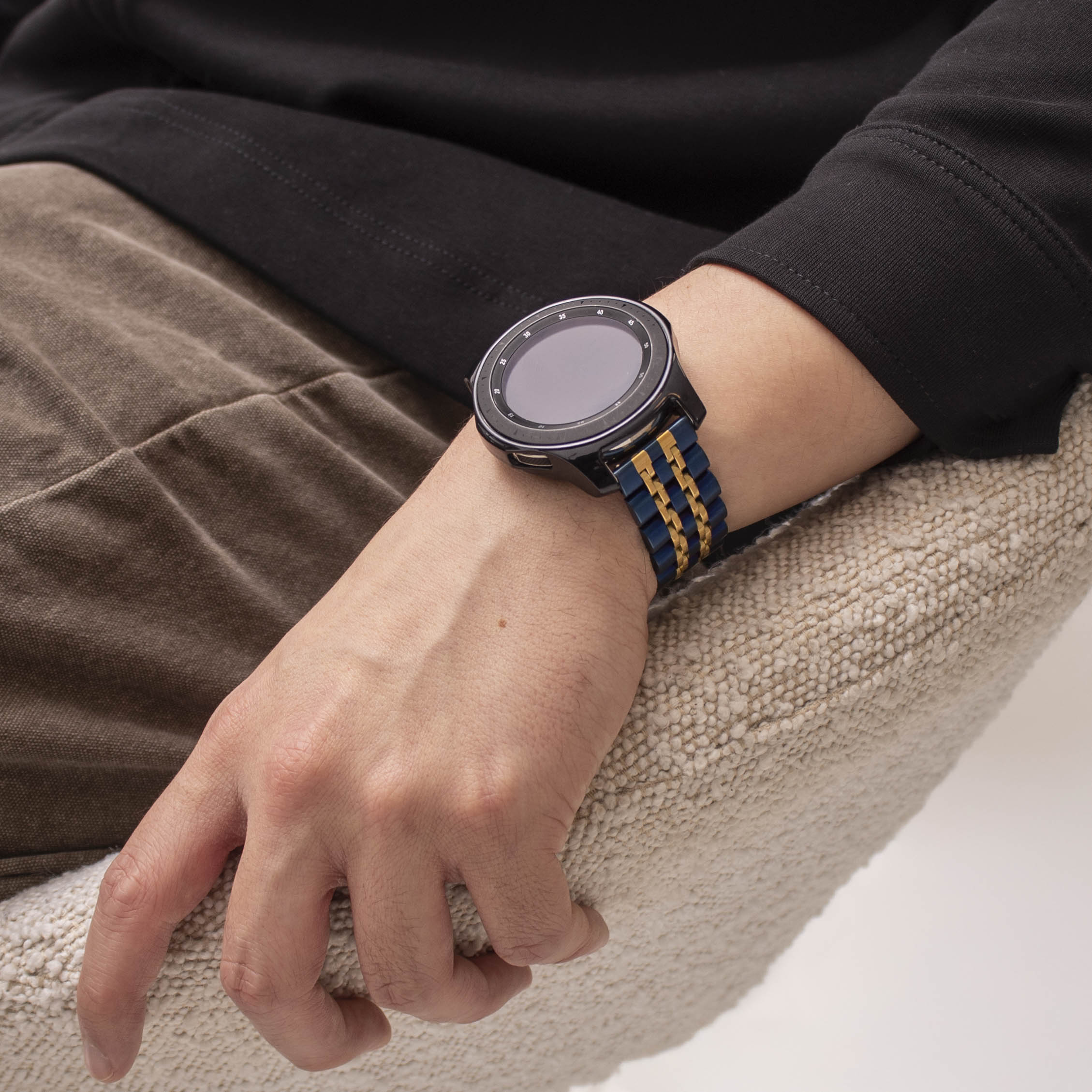 Correa de acero con establones Amazfit GTR 2 (azul/oro)