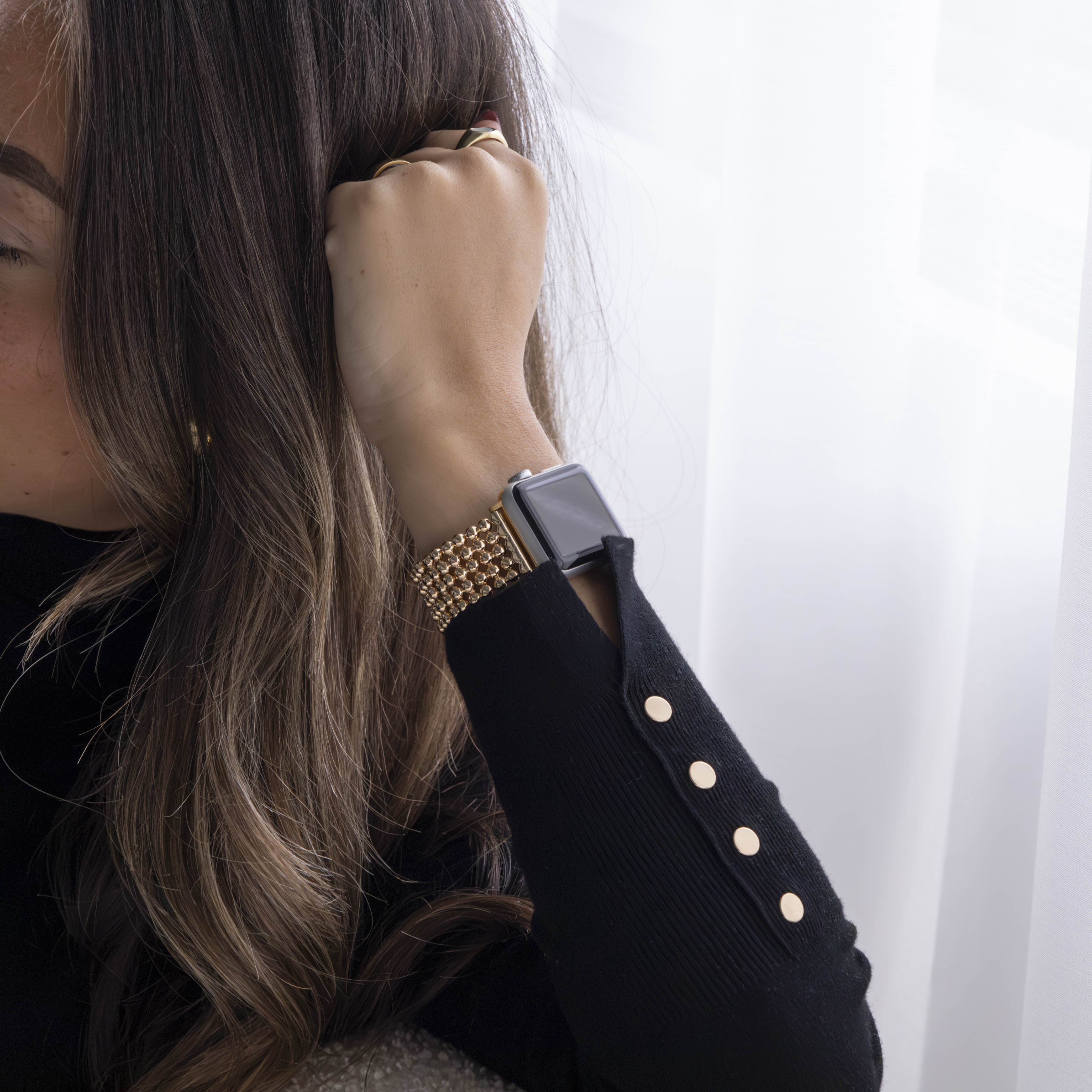 Apple Watch Ultra Beaded Steel Strap (Gold)