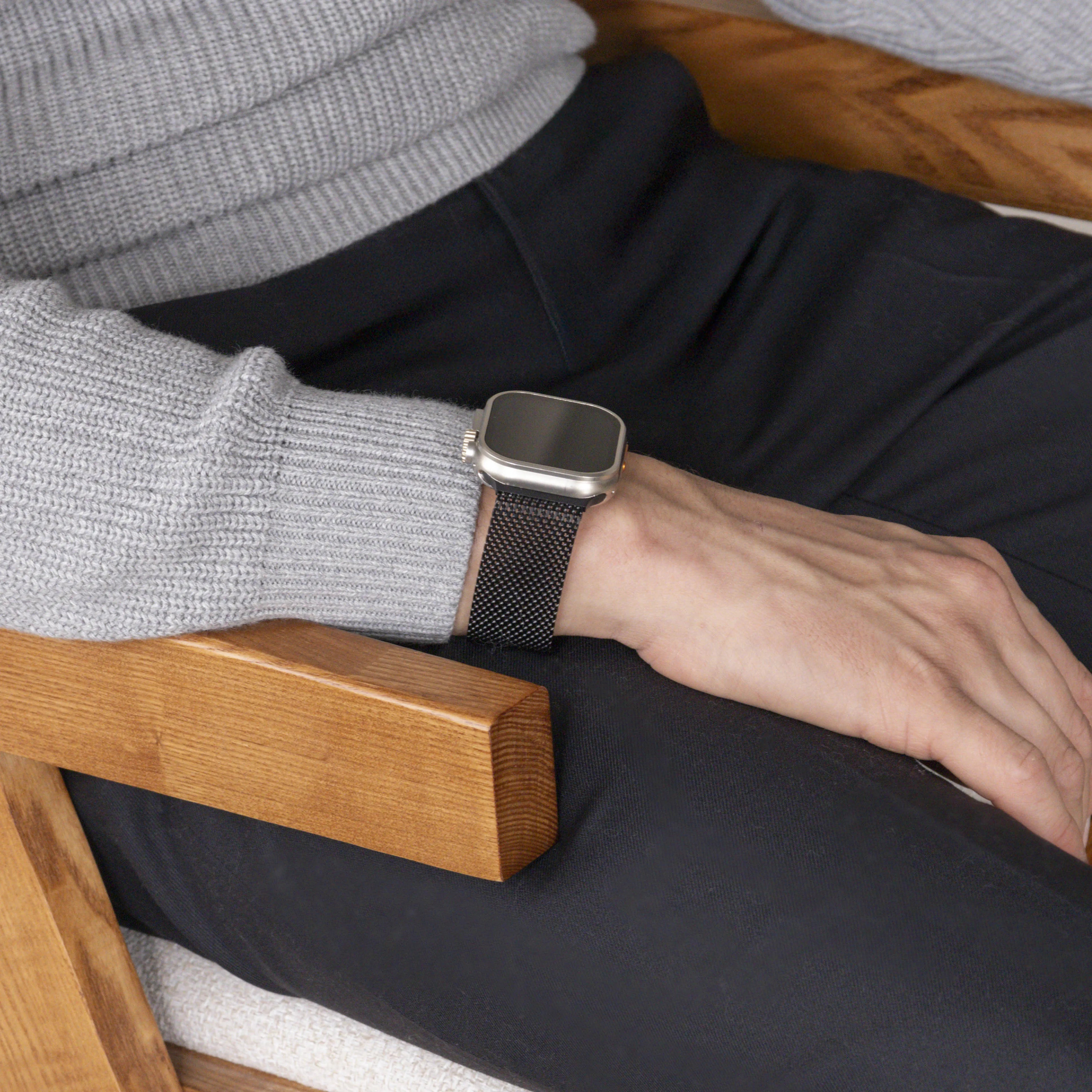 Correa Milanesa moderna Apple Watch (negro)