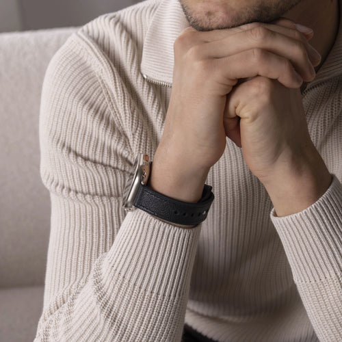Correa híbrido cuero Apple Watch (negro)