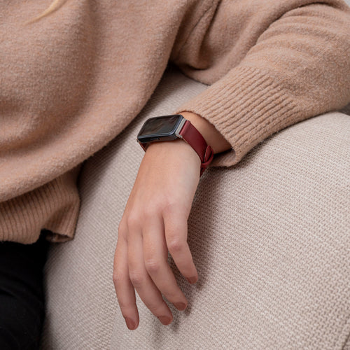 Correa cuero Huawei Band 9 (vino rojo)