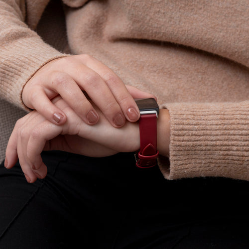 Correa cuero Huawei Band 9 (vino rojo)
