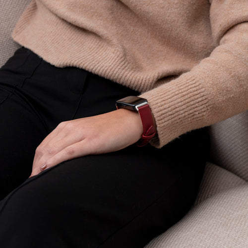 Correa cuero Huawei Band 9 (vino rojo)