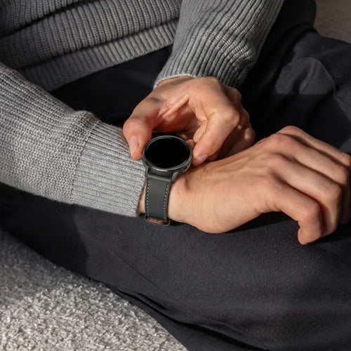 Bandz Garmin Forerunner 265 Leather Strap 'Deluxe' (Black)