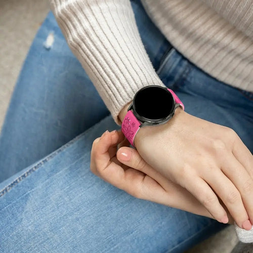 Bandz Garmin Vivoactive 6 Silicone Strap 'Flowers' (Bright Pink-Starlight)