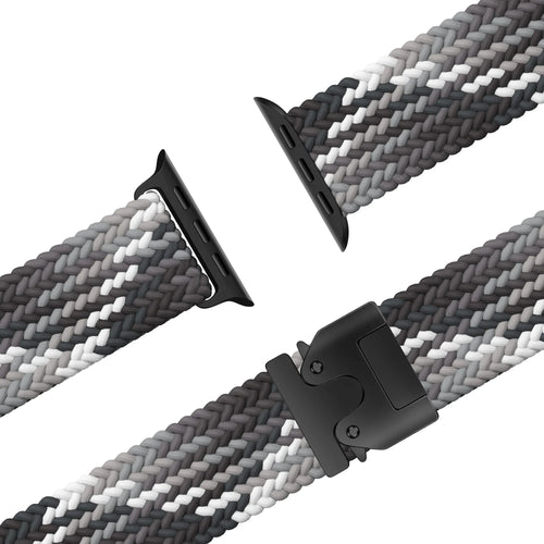 Nylon Braided Strap 'Parachute', slate, laid flat, separate parts, direct top view