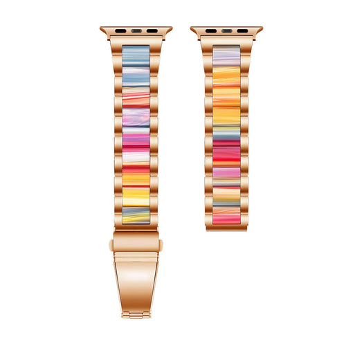 Steel Resin Strap, rose gold, laid flat, separate parts, direct top view